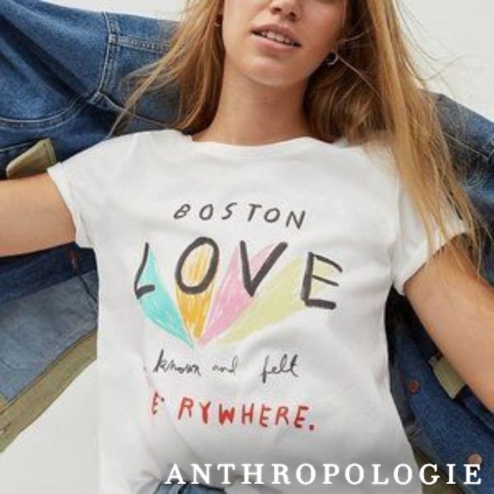 Anthropologie Boston Hometown Pride Graphic Tee, Size XL White